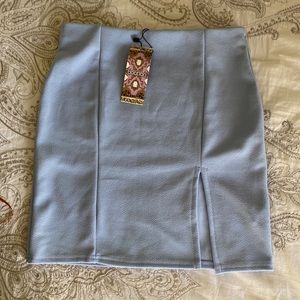 Carolina Blue Pull On Mini Skirt